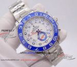 Perfect Replica Rolex Yachtmaster II SS White Face Blue Ceramic Bezel 44mm